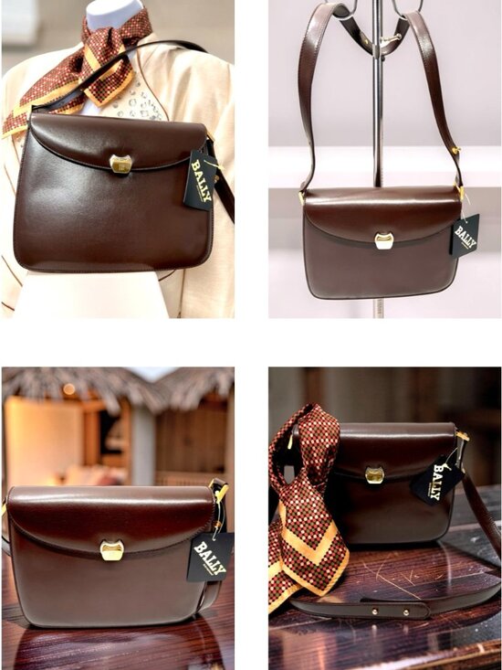 Bally Handbags - NEW Classic Evening Bally Shoulder Bag Brown Leather +100% Silk Scarf(9